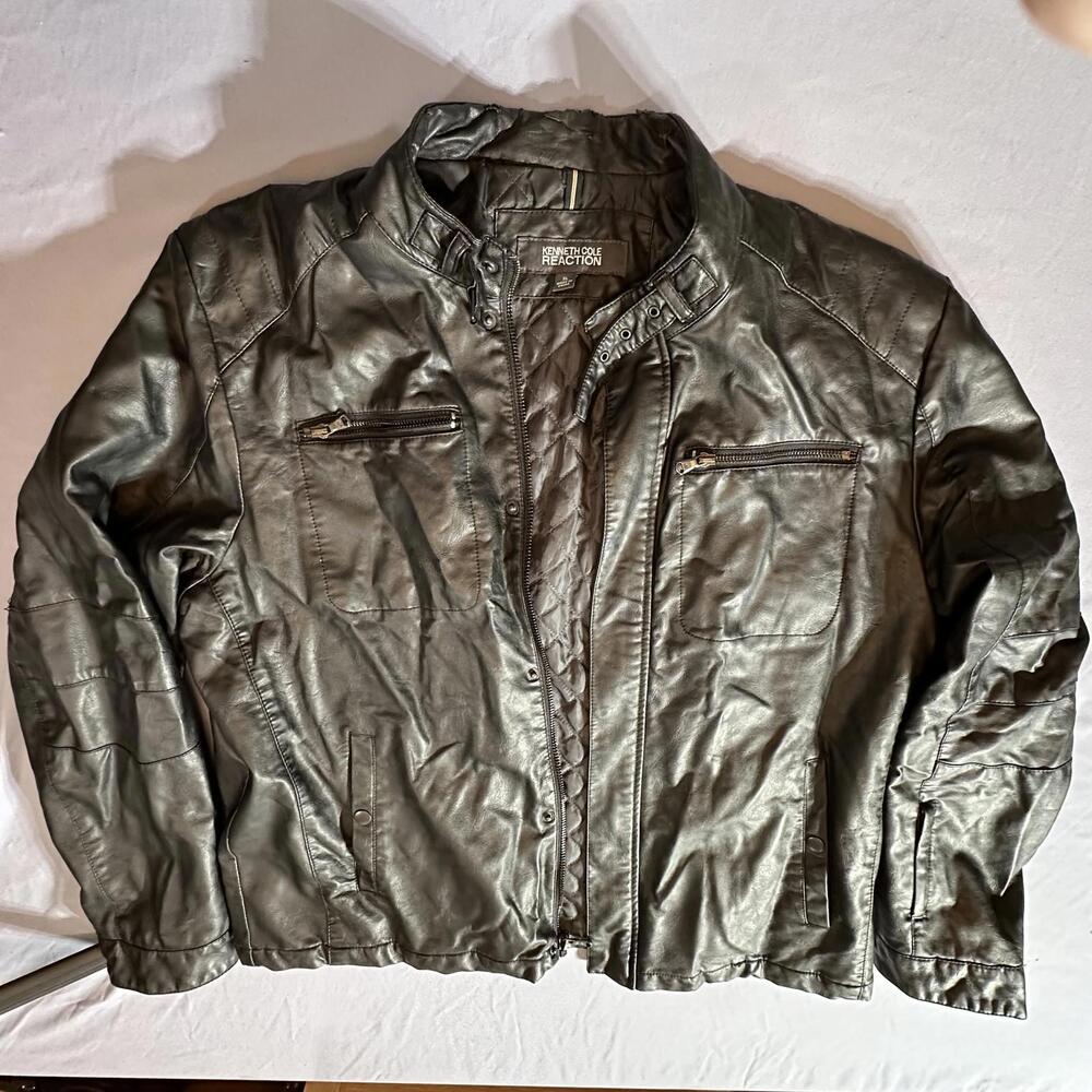 Kenneth Cole Reaction G&G Apparel Group Men's Stylish‎ Quilted Leather Jacket XL